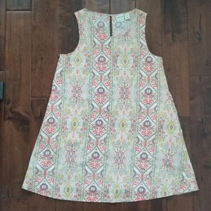 RACHEL ZOE  Linen Aztec Print Dress - Multicolor - ( Pink/Green/ Blue) - Size L